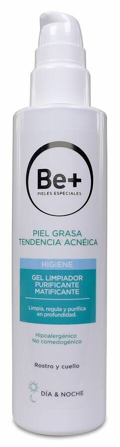 Be+ Gel Limpiador Purificante Matificante Piel Grasa, 200 ml