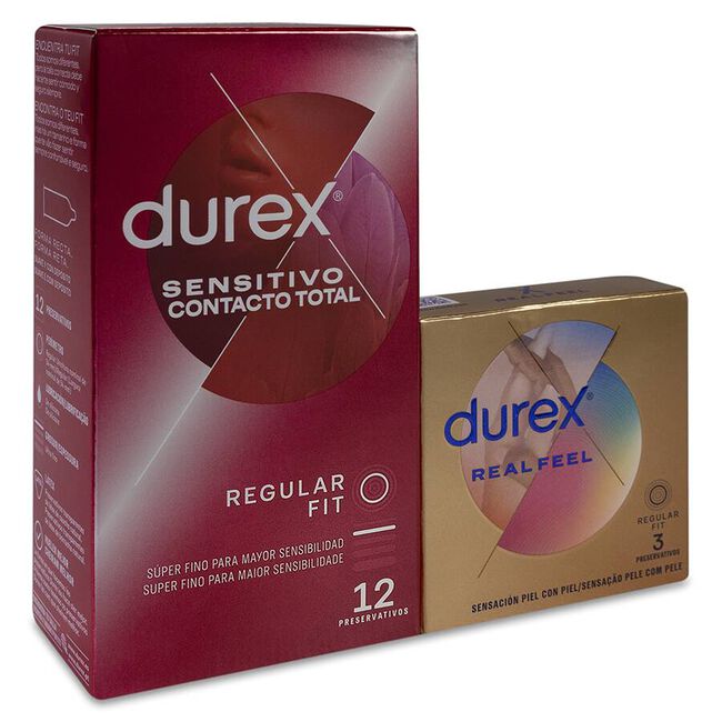 Promoción Durex Contacto Total 12 uds + Real Feel 3 uds, 15 Uds