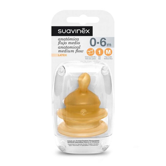 Suavinex Tetina Anatómica de Látex Talla 1 M, 2 Uds
