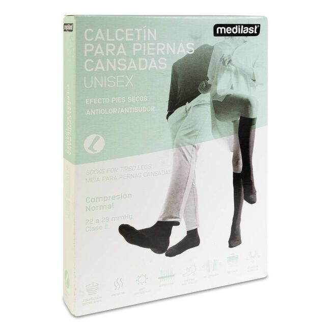 Medilast Calcetín de Compresión Normal Unisex Negro Talla L, 1 Ud