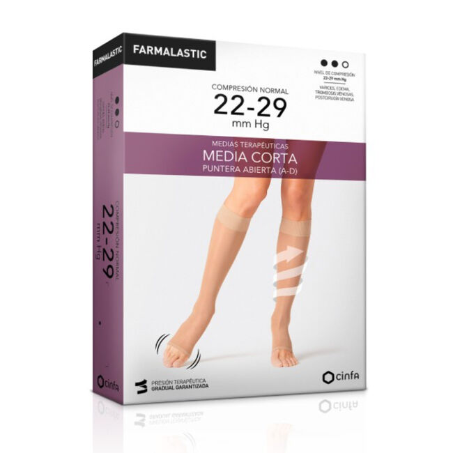 Media Corta Puntera Abierta Color Negro Talla M, 1 ud