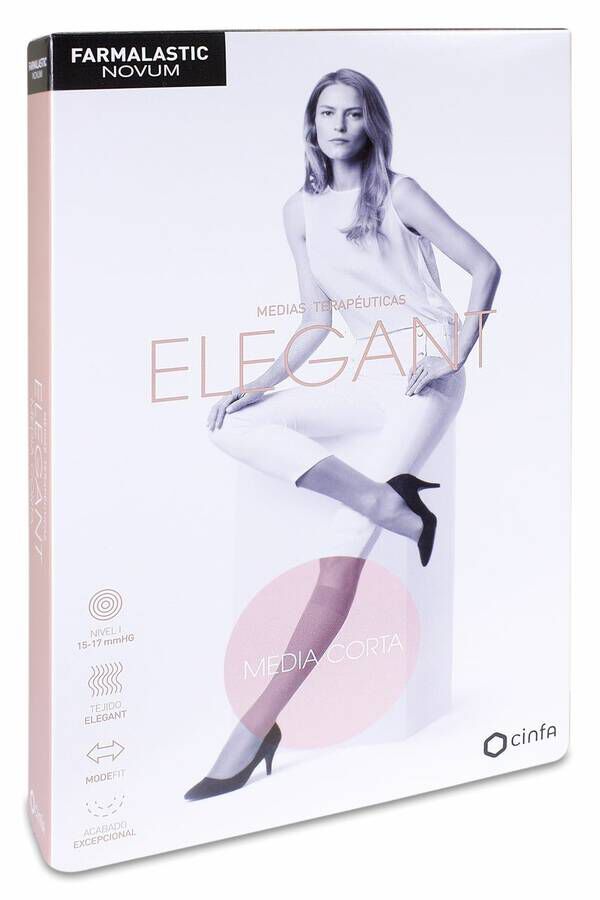 Farmalastic Novum Elegant Media Corta Compresión Ligera T1 Chocolate, 1 Par