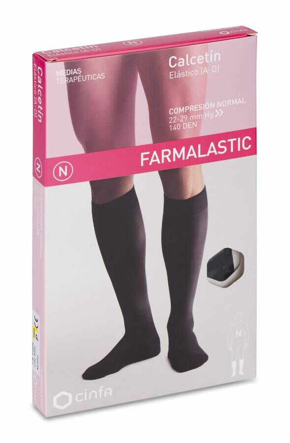 Calcetín Farmalastic de Compresión Normal Talla Pequeña Negro, 1 Par