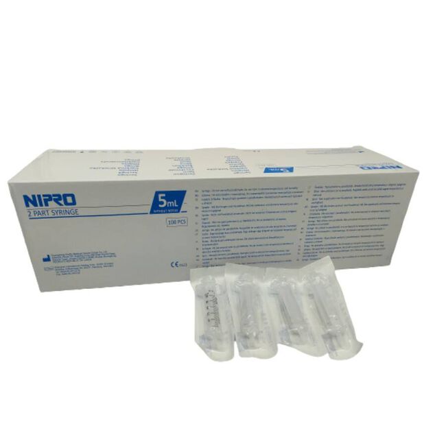 Nipro Jeringa 2 Cuerpos 5 ml, 100 Unidades