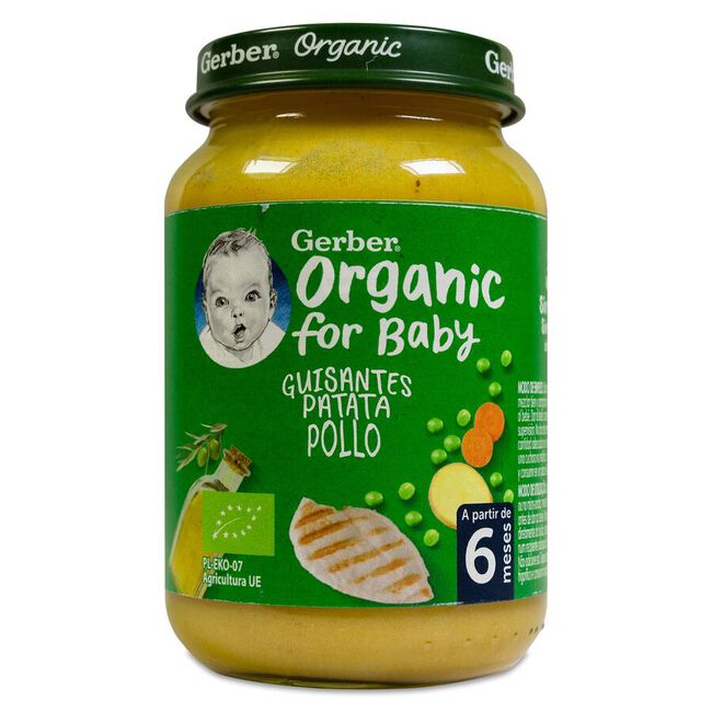 Gerber Organic Tarrito Patata, Guisante y Pollo, 190 gr