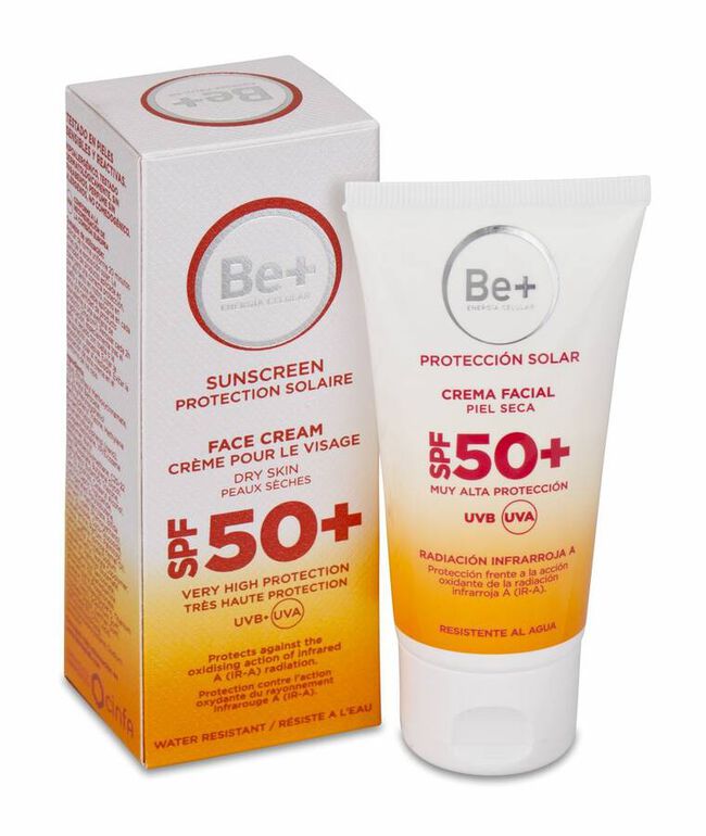 imagen de Be+ Protecci&oacute;n Solar SPF 50+ Crema Facial Piel Seca, 50 ml