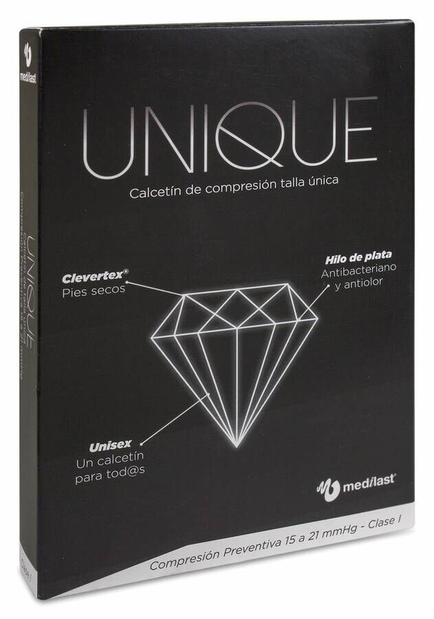 Medilast Unique Calcetín de Talla Única Compresión Preventiva Negro, 1 Par