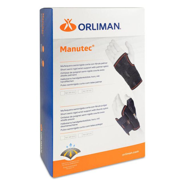 Orliman Muñequera Semirrígida Férula Palmar Corta Izquierda MF-I52 Talla 1, 1 Unidad