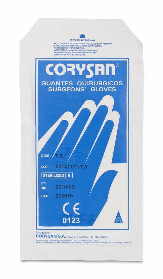 Corysan Guantes Quirúrgicos Esterilizados Talla 7.5, 1 Par