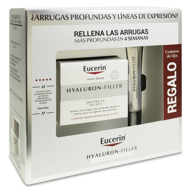 Pack Eucerin Hyaluron-Filler Crema de Día Piel Seca + Contorno de Ojos, 1 Ud