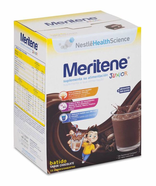 Meritene Junior Batido de Chocolate, 15 Sobres