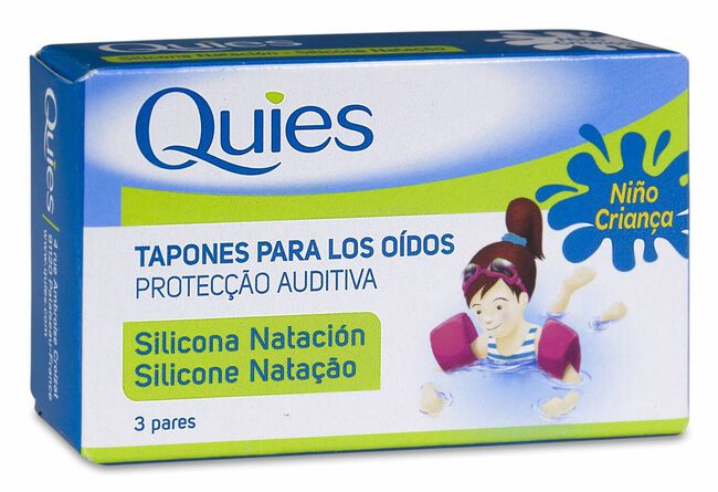 Quies Tapones Oídos Silicona Natación Infantil, 6 Uds