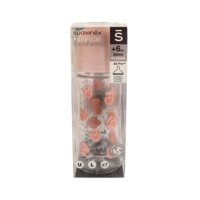 Suavinex Biberón Tetina Fisiologica de Silicona premium Bonhomia talla L, 1 Ud