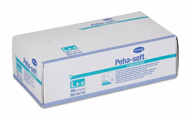 Peha-Soft Guantes de Látex Sin Polvo Talla L, 100 Uds