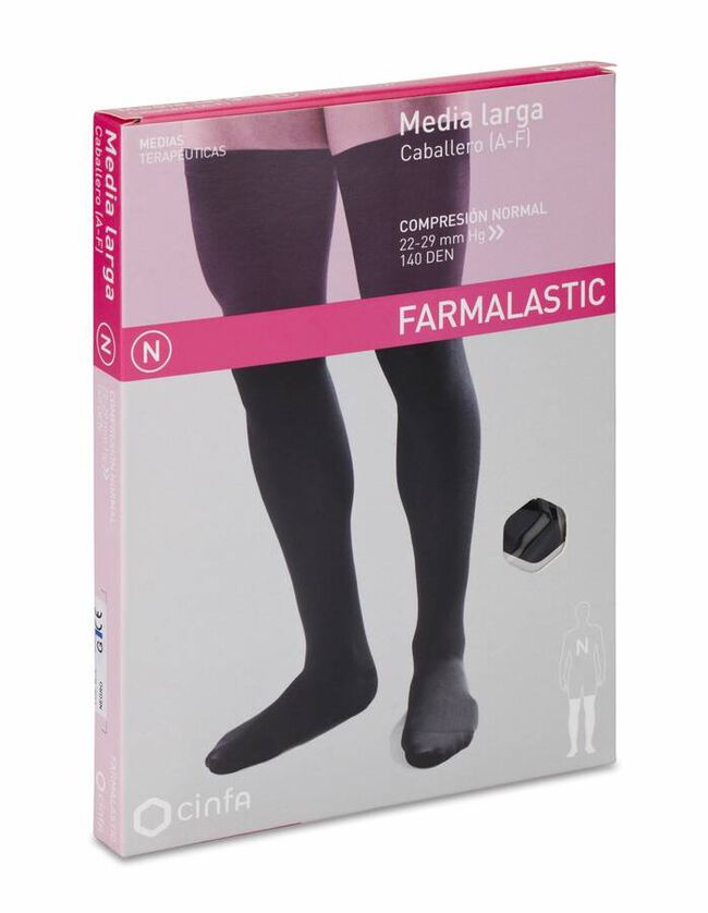 Farmalastic Media Larga Caballero de Compresión Normal Negro Talla Grande, 1 Par
