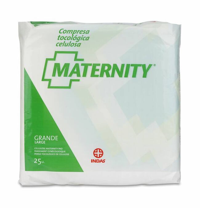 Comprar Indas Maternity Compresas Tocológicas Celulosa Grande Anatómica, 25  Unidades