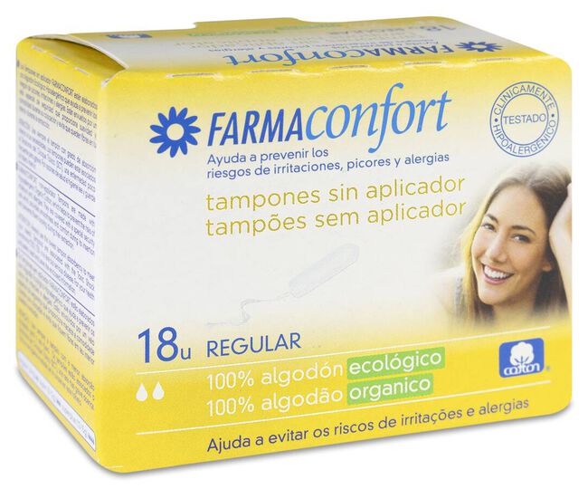 Farmaconfort Tampón sin Aplicador Algodón Regular, 18 Tampones