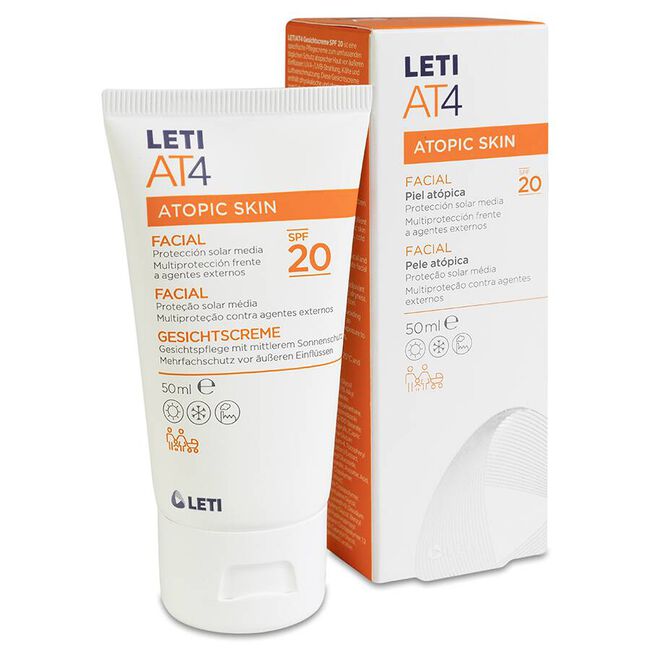 LETI At-4 Crema Facial SPF 20 Piel Atópica y/o Seca, 50 ml