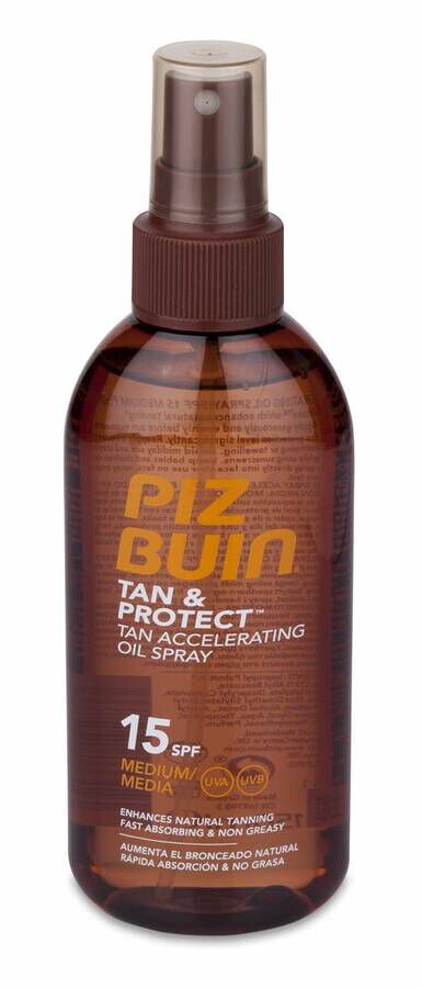 Piz Buin Tan & Protect Aceite en Spray Acelerador del Bronceado SPF 15, 150 ml