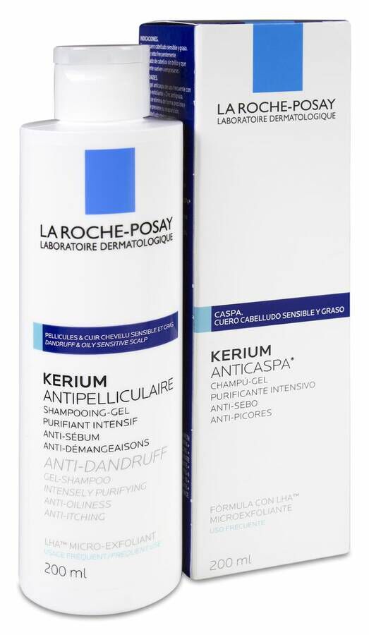 La Roche-Posay Kerium Champú Anticaspa Microexfoliante C Graso, 200 ml