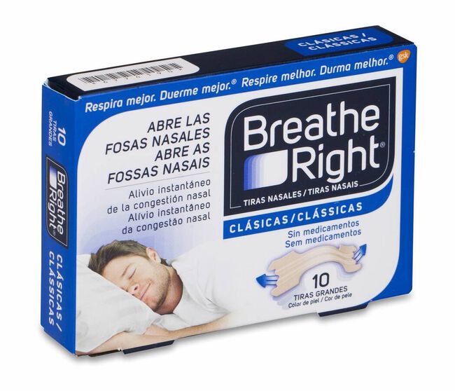 Breathe Right Tira Adhesiva Nasal Talla Grande, 10 Uds