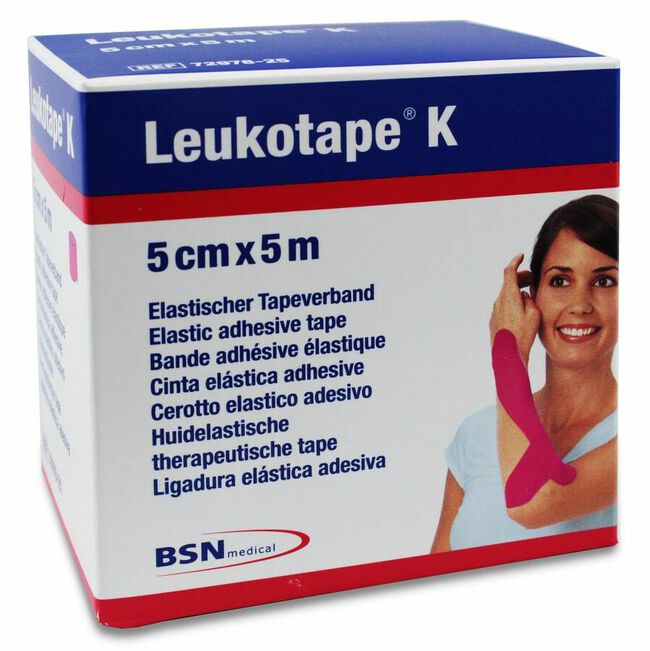Leukotape K Cinta Autoadhesiva Elástica Rosa 5 cm x 5 m, 1 Ud