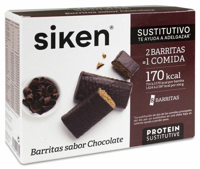 Siken Barritas Sustitutivas sabor Chocolate, 8 Uds