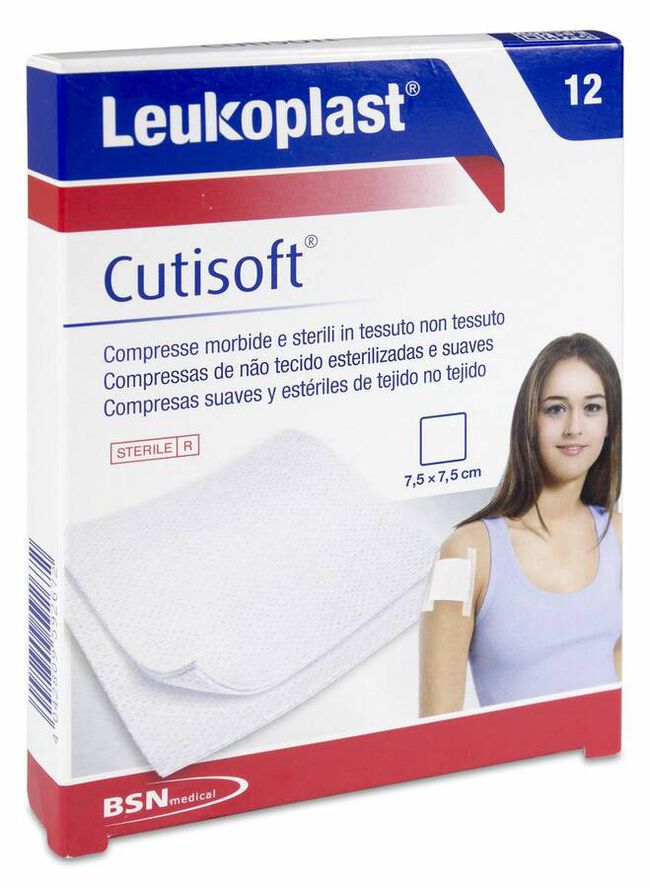 Leukoplast Cutisoft 7,5 cm x 7,5 cm, 12 Uds