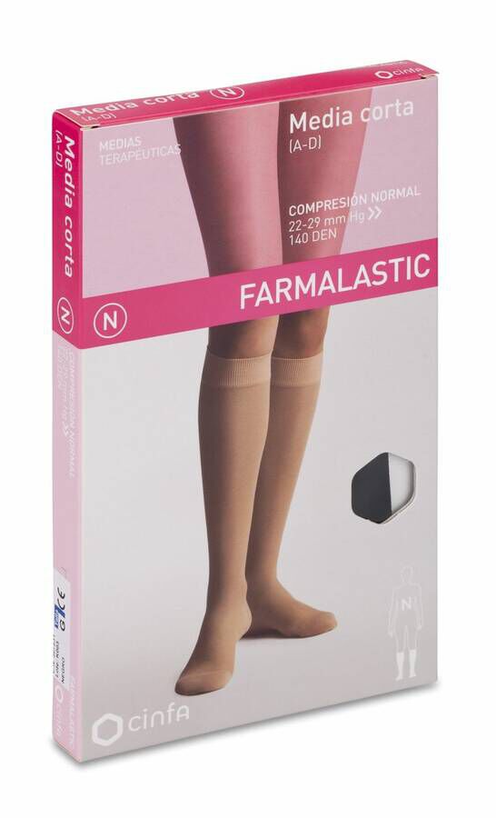 Farmalastic Media Corta Compresión Normal Negra Talla G, 1 Par