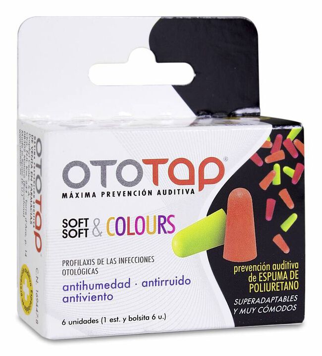 Ototap Tapones Espuma Poliuretano de Colores, 6 Uds