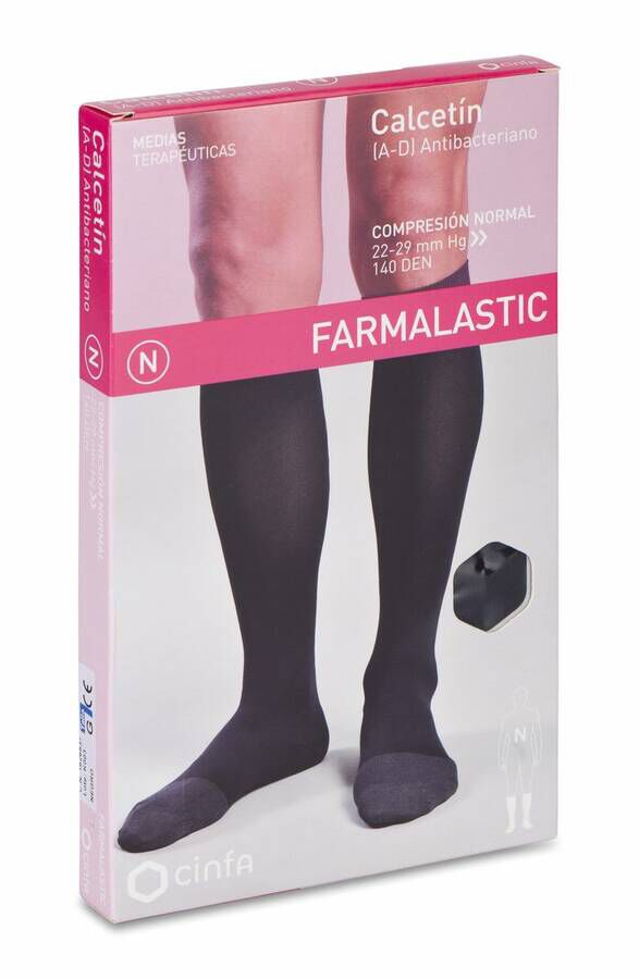 Farmalastic Calcetín Antibacteriano Negro Compresión Normal Talla Grande, 1 Par