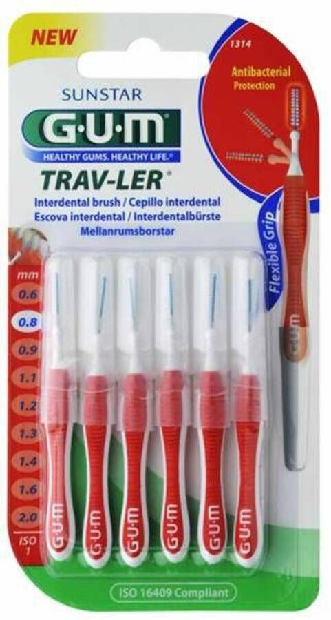 GUM Interdental Trav-Ler 0,8 mm, 6 Uds