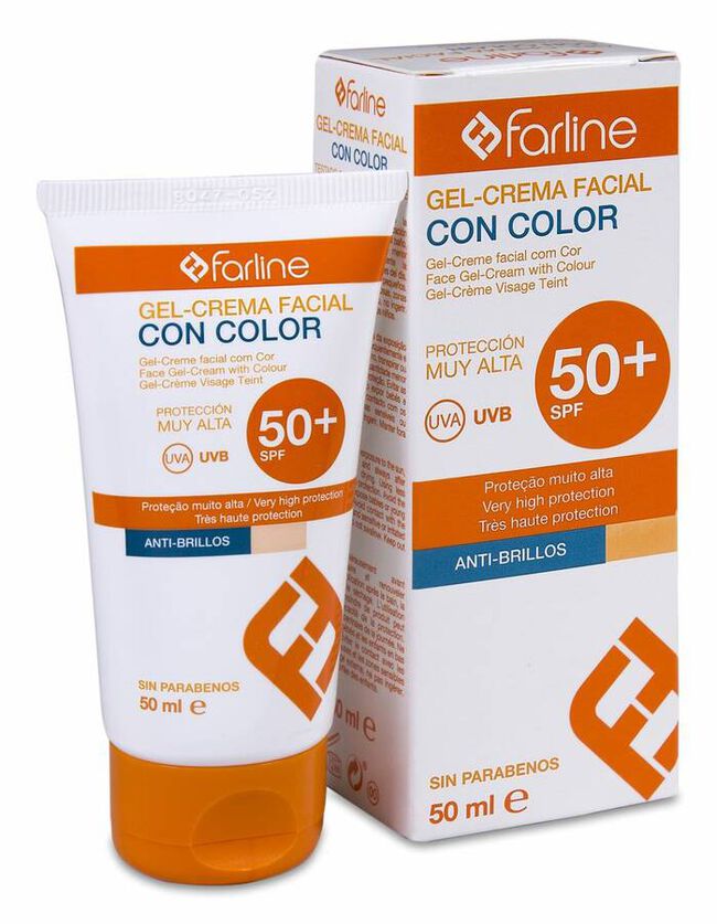 imagen de Farline Gel-Crema Facial con Color SPF 50+, 50 ml