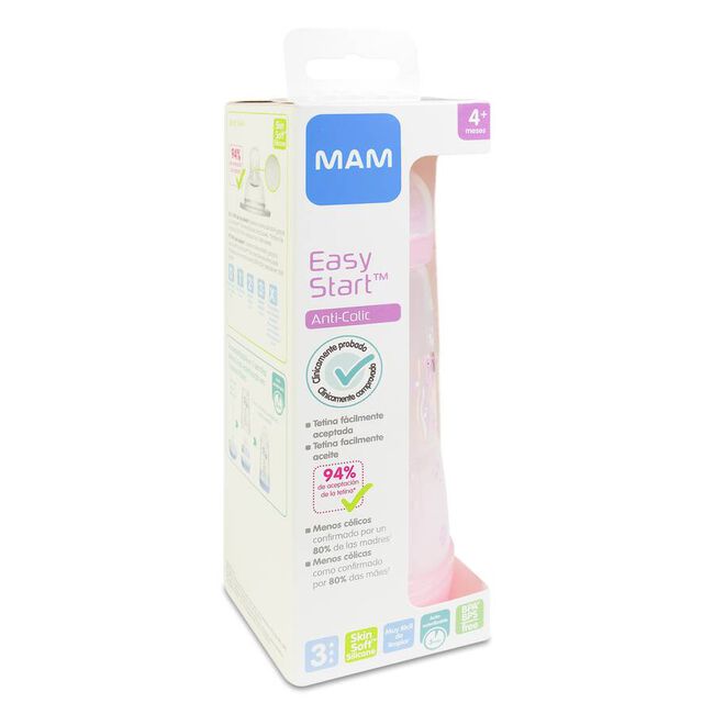 Mam Biberón Anti-Colic 320 ml Rosa, 1 Unidad