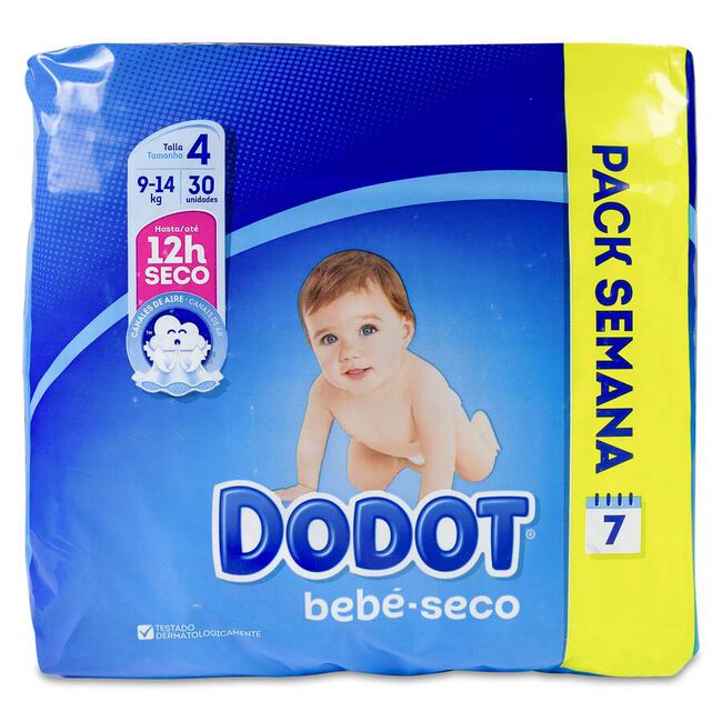 Pack Dodot Semana Talla 4 9-15 Kg, 30 Pañales