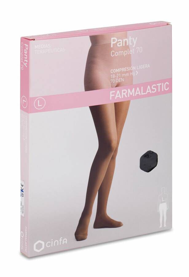 Farmalastic Panty Complet 70 Compresión Ligera Negro Grande, 1 Ud