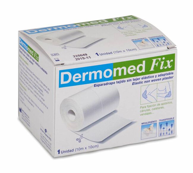 Dermomed Fix Esparadrapo Tejido Sin Tejer Elástico 10 m x 10 cm, 1 Ud