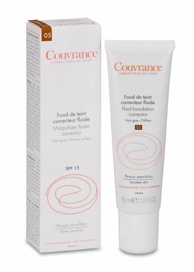 Avène Couvrance Maquillaje Fluido Oil-free Bronceado SPF 15, 30 ml