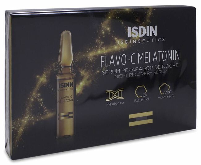 Isdin Isdinceutics Flavo-C Melatonin Sérum Reparador de Noche, 10 Unidades