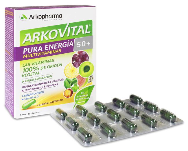 Arkopharma Arkovital Pura Energía 50+ Multivitaminas, 60 Cápsulas