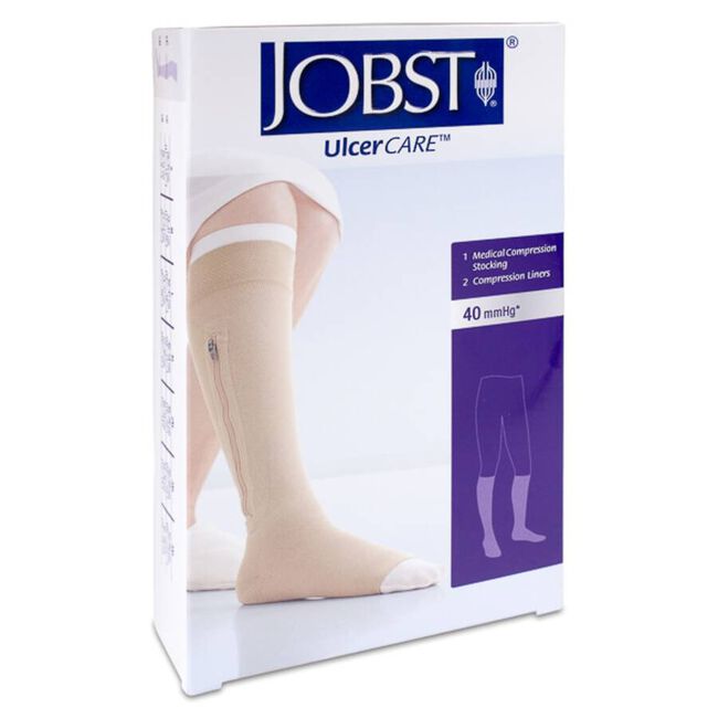 Jobst UlcerCARE Media Compresión Fuerte con Cremallera Derecha Beige Talla 3XL, 1 Ud