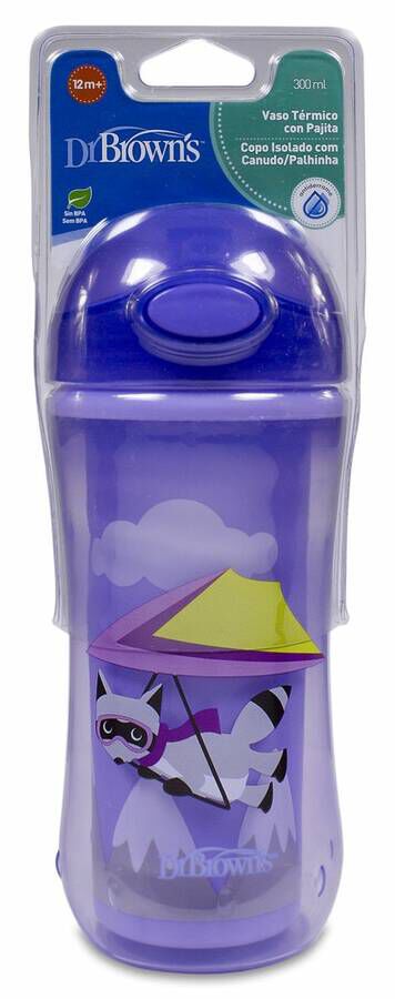 Dr. Brown's Vaso Térmico con Pajita +12 Meses, 300 ml