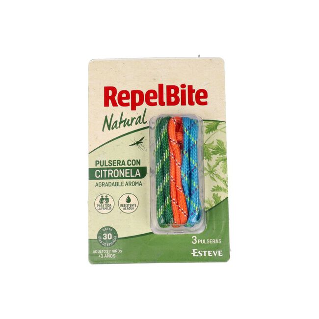 RepelBite Natural Pulsera de Cuerda con Citronela, 3 unidades