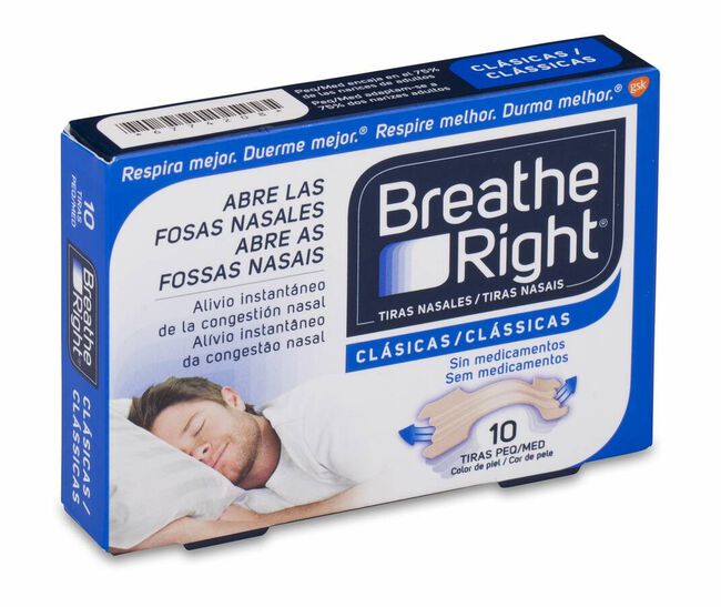 Breathe Right Tira Adhesiva Nasal Talla Pequeña-Mediana, 10 Uds