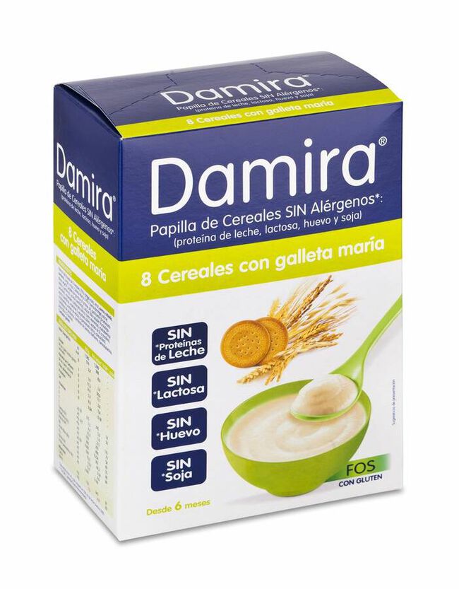 Damira Papilla 8 Cereales con Galleta FOS, 600 g