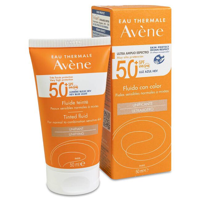 Avène Emulsión Coloreada SPF 50+ Toque Seco Oil Free sin Perfume, 50 ml