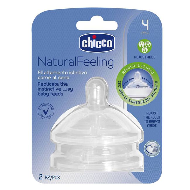 Chicco Tetina NaturalFeeling Flujo Regulable 4m+, 2 Uds