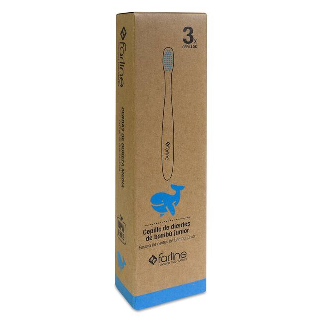 Farline Cepillo Dental Infantil Bambú Ballena, 3 unidades