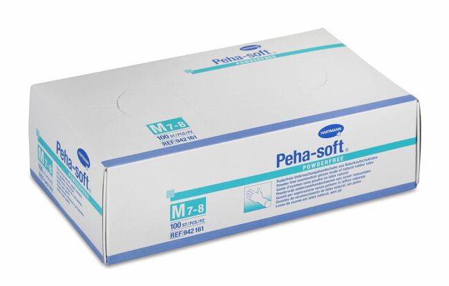 Peha-Soft Guantes de Látex Sin Polvo Talla M, 100 Uds