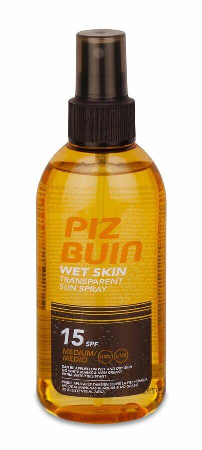 Piz Buin Wet Skin Spray Solar Transparente SPF 15, 150 ml